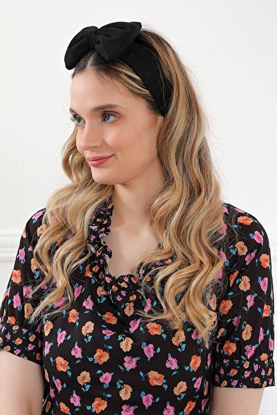 Moda Çizgi ربطة شعر مخملية مع فيونكة