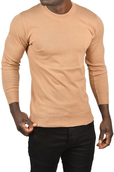 DeepSEA Ανδρικό πλεκτό πουλόβερ με λαιμόκοψη Salmon Crew Slim Fit που δεν κολλάει 2505499