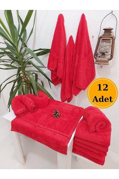 Mef Collection Red Microfiber Hairdressing Towels - 50X90 Cm, 12 Paint-Free Towels