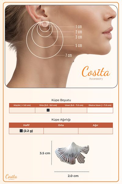 COSİTA أقراط من أوراق الجنكة الفضية بتصميم عصري وإكسسوارات أنيقة وأنيقة