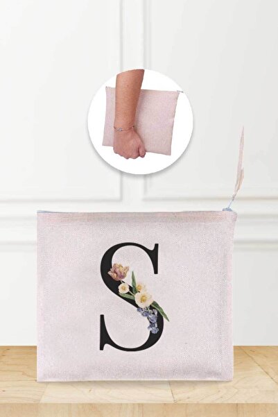 Gizeo Concept Letter S Patterned Linen Makeup Bag