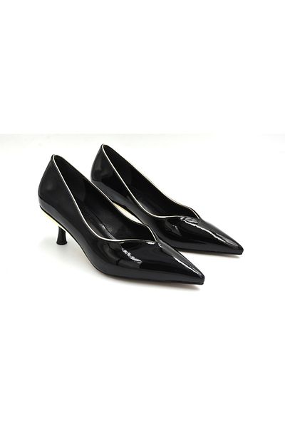 BEYAZ Stiletto de damă cu toc subțire negru Arcangelo - Piele Lacuată