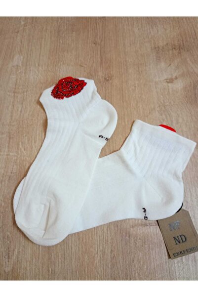 ENEFENDİ Дамски чорапи в цвят екрю - памучни, в цвят розово, ароматизирани и еластични, без шев на пръстите, размери 36-40
