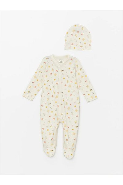 LC Waikiki Lcw Baby Ecru Printed Baby Girl Hospital Discharge Set