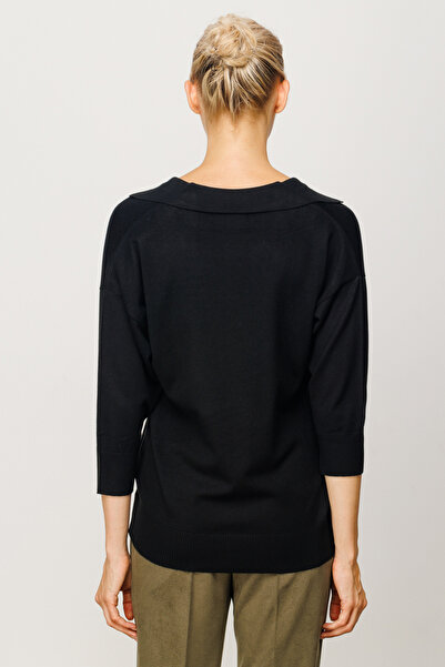 Fulla Moda Ribbed Half Zipper Shirt Collar Knitwear Sweater