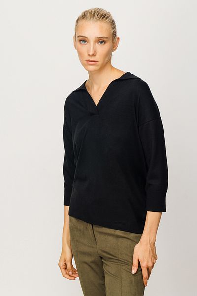 Fulla Moda Ribbed Half Zipper Shirt Collar Knitwear Sweater