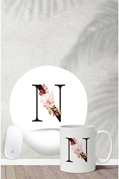 Gizeo Concept Set de căni pentru mouse cu model floral cu litera N