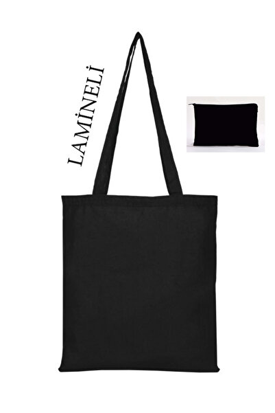 Boom town Siyah Bez Çanta Makyaj Çantası Cüzdan Kalemlik 2 Li Set