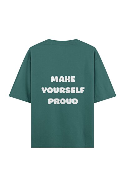Orvia Life اجعل نفسك فخورًا - تي شيرت أخضر كبير الحجم