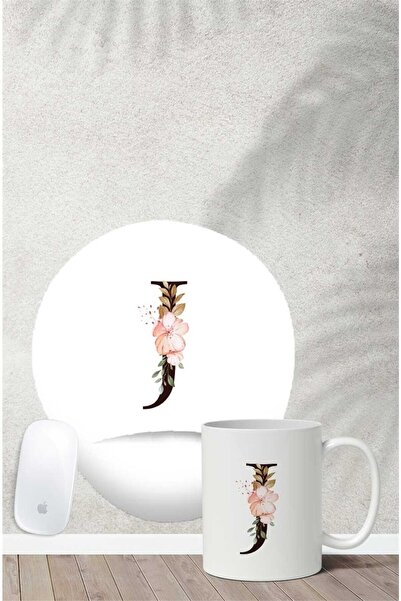 Gizeo Concept Set de căni pentru mouse cu model floral cu litera J