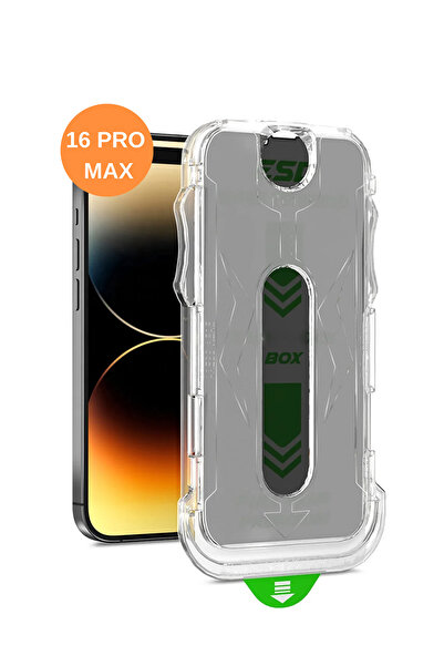 OSG İphone 16 Pro Max Ekran Koruyucu Anti-static Kurulum Aparatlı 9h Temperli Kırılmaz Cam Ekran Koruma