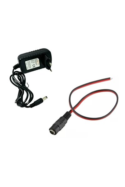 Devre Dünyası 12V 1A Modem ve Arduino Uyumlu Priz Tipi Adaptör ve Güç Soketi 2.1mm DC Barrel Dişi Jack Kablosu