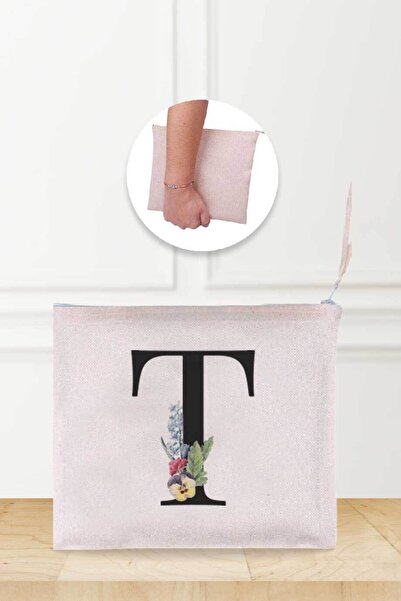 Gizeo Concept Ленена чантичка за грим с шарка на буквата T