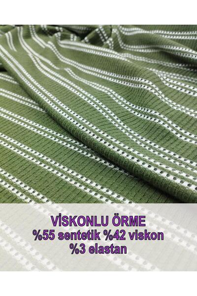 Kumaş Parça Тонка віскозна синтетична сумішева тканина зеленого та білого кол...