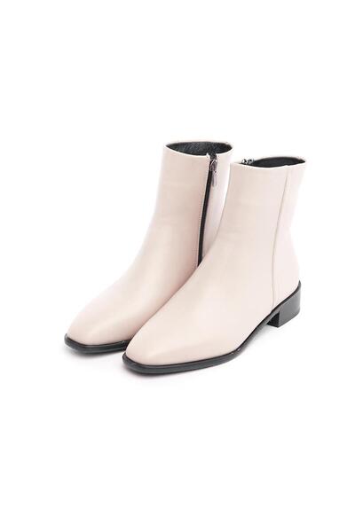 derinet Klasik Hakiki Deri Fermuarlı Kadın Bot