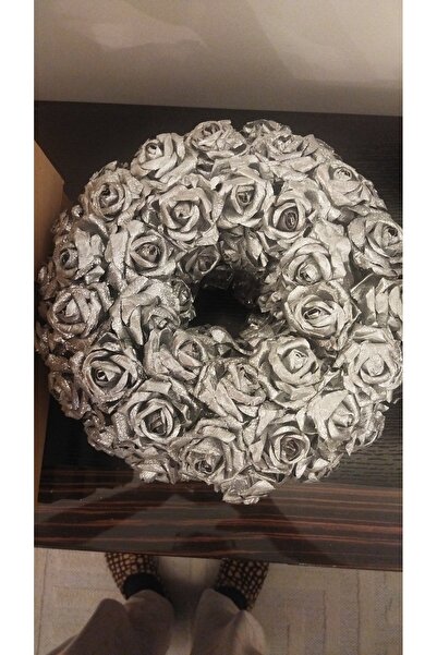 Biz Class Kapı Süsü Kapı Çelengi Yılbaşı Kapı Süsü Gümüş Güllü Noel Christmas New Year