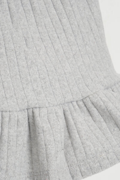 Milangel Girl's Knitted Skirt Gray Skirt with Ruffled Hem