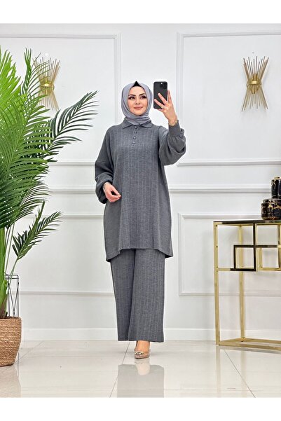 Enans Design Women's Hijab Knitwear Tunic & Pants Set