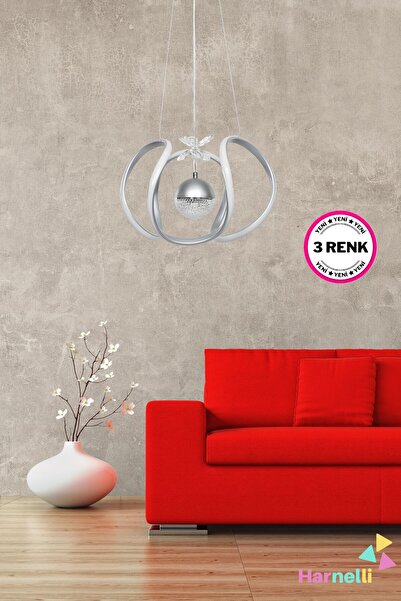 Harnelli 3 Renk Yanabilen Şeker Camlı Modern Ledli Avize