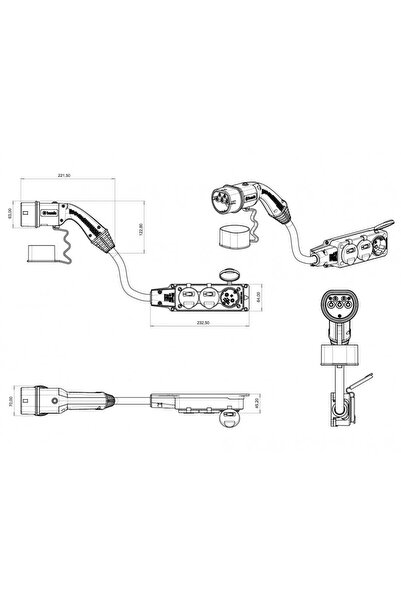 Bemis - Ssangyong Elektrikli Araçlardan Güç Alın: Üçlü V2L Adaptör (3 Metre Uzatmalı) - BEV2L-3203-3203