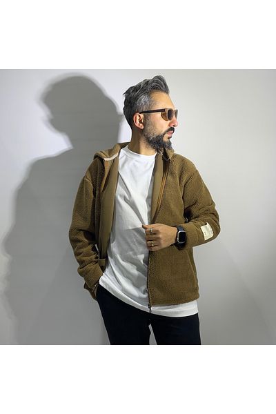 higo Men's Plush Oversize Cardigan with Zipper