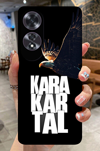 OPPO A60 Futbol Takımı - Karakartal Desenli Kamera Korumalı HD Baskılı Siliko...