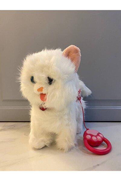 Magicway Müzikli Yürüyen Dokununca Miyavlayan Yalayan Kuyruk Ve Başını Sallayan Kumandalı Peluş Beyaz Kedi