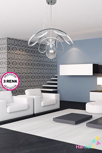 Harnelli 3 Renk Yanabilen Şeker Camlı Modern Ledli Avize