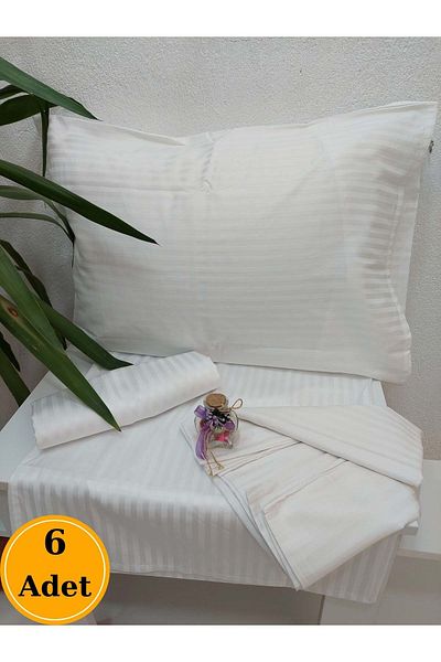 Mef Collection Hotel Pillow Case Way Cotton Satin Covered White 50X70 cm 6 Pieces