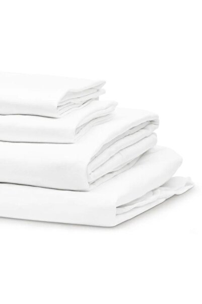 Mef Collection Hotel Type 4-Piece Sheet Set White 235X260 | Economical Double Bed Without Mattress