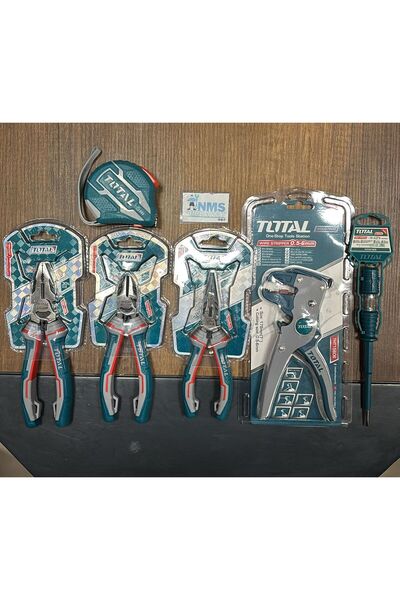 TOTAL 6 Parça Tam Profesyonel Usta Seti 180 Pense ,160 YanKeski ,160 Kargaburun Kablo Soyma ve Seti