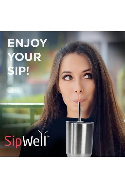 Kyrotech Set of 4 Metal Straws Stainless Reusable Curved Straws with Cleaning Brush