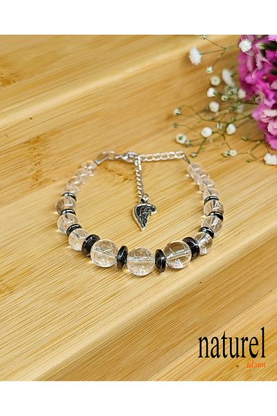 Naturel Tılsım Crystal Quartz Natural Stone Lady Bracelet