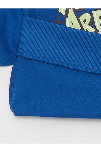 LC Waikiki Lcw Kids Blue Crew Neck Printed Long Sleeve Boys T-Shirt