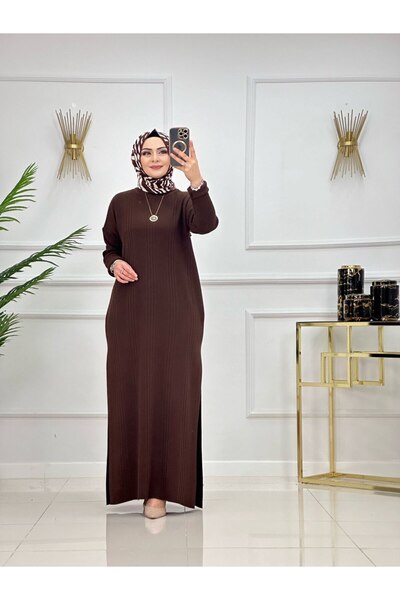 Enans Design Women's Hijab Long Dress & Pants Set, Extra Long Full Length Kni...