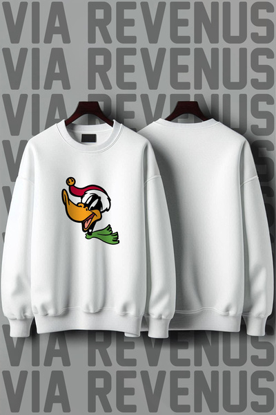 Vordevia Daffy Duck Printed Crew Neck Christmas Gift Sweatshirt