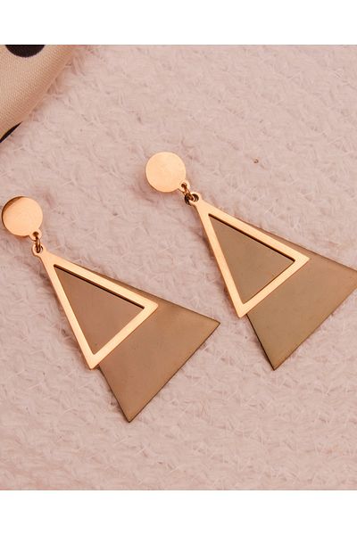Lekka Design Dangle Women's Anti-Tarnish Steel Triangle Rose Earrings