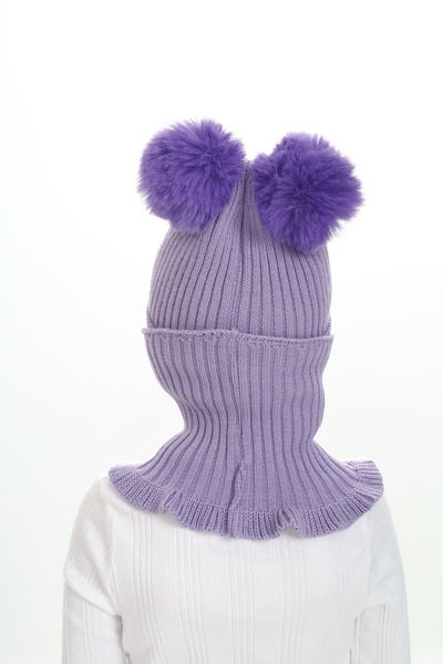 Sevimli Girl's Beret Neck Collar Suit with Double Pompom 4-10 Years Old