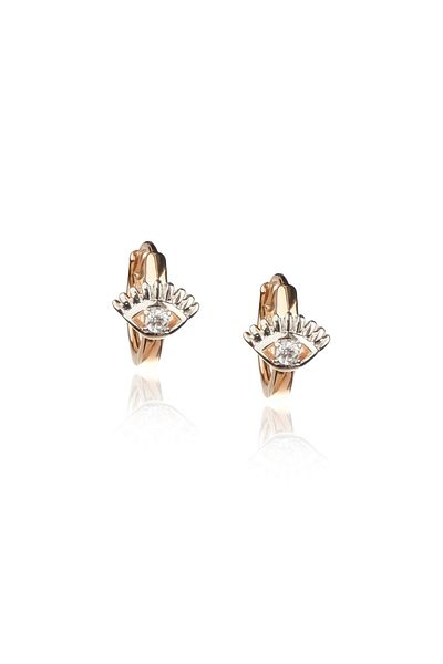 Lekka Design Women's Non-Tarnish Steel Luxury Eye Mini Hoop Earrings