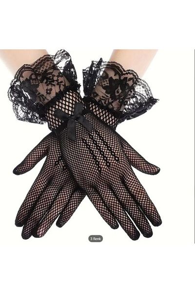 Dgt Luxury Mesh Gloves Breathable, Elegant, Lace and Ribbon Detail