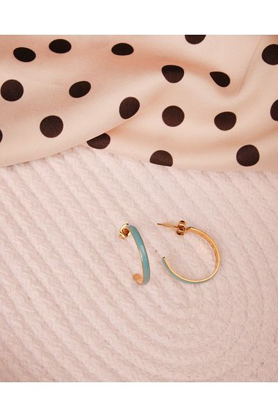 Lekka Design Turquoise Hoop Non-Tarnish Steel Women's Earrings
