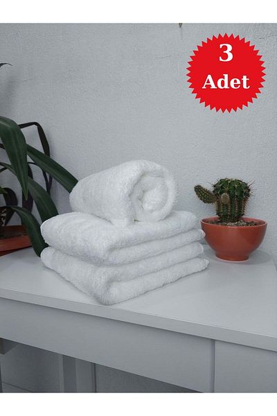 Mef Collection White Microfiber Hairdressing Towel - 50X90 Cm, Non Holding, Set of 3