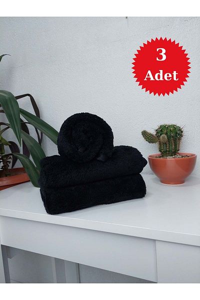 Mef Collection Black Microfiber 50X90 cm Hairdressing Towel - Dye-Proof, Set of 3