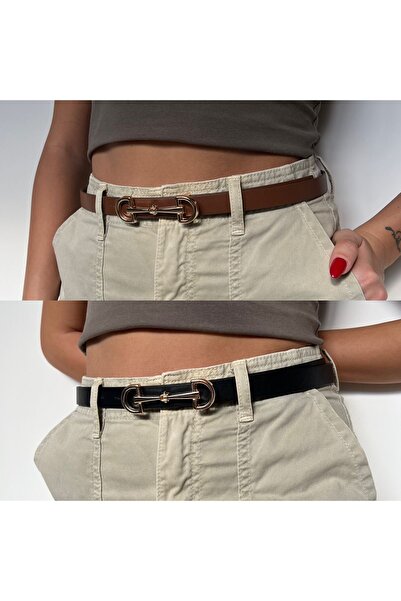 coaksco Set de 2 centuri lungi cu cataramă dublă pentru femei