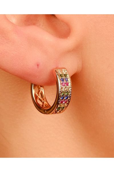 Lekka Design Women's Non-Tarnish Steel Jewelry Luxury Colorful Zircon Stone Hoop Earrings