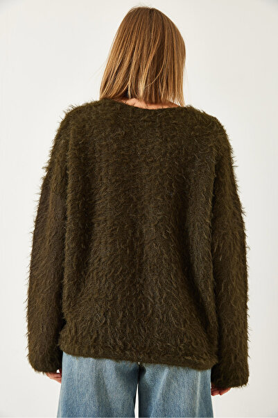 Bianco Lucci Women's Furry Lace-Up Cardigan 241116 60261223