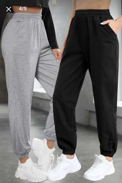 CAONNES Σετ φόρμας 2 τμχ Μαύρο γκρι ελαστικό ύφασμα που απομακρύνει τον ιδρώτα