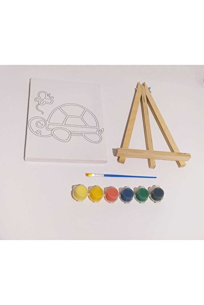 Anoffel Şövale,6'lı Akrilik Boya,Fırça ve Dörtlü Çizimli(desenli) 18x24 Tuval...