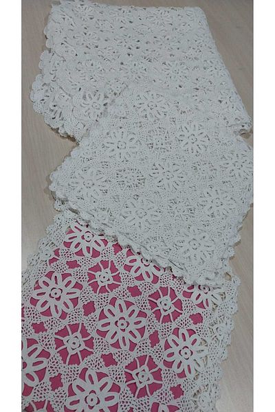 Papatyam 6 Pcs Throw Pillow (30X30) & 1 Pcs Tablecloth (170X185) Lace Vintage Cotton Handcrafted Knitting