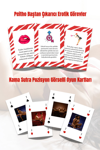 Peitho Erotik  Baştan Çıkartıcı Görev Kartları Ve Kamasutra Pozisyon Görselli Oyun Kartları